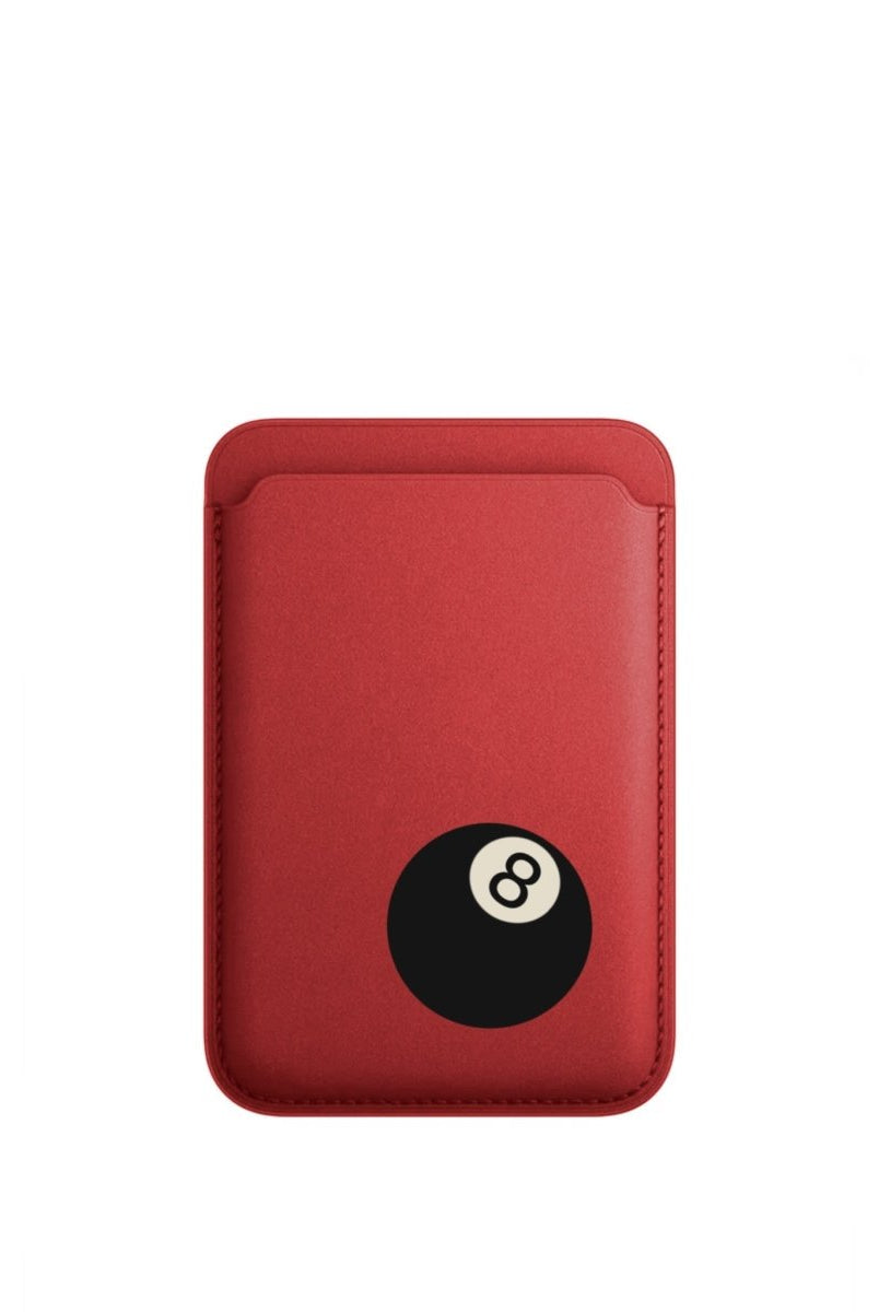 8 Ball MagSafe Deri Cüzdan Wallet Kırmızı - Sumthincs