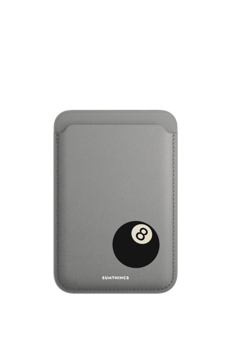 8 Ball MagSafe Deri Cüzdan Wallet Gri - Sumthincs