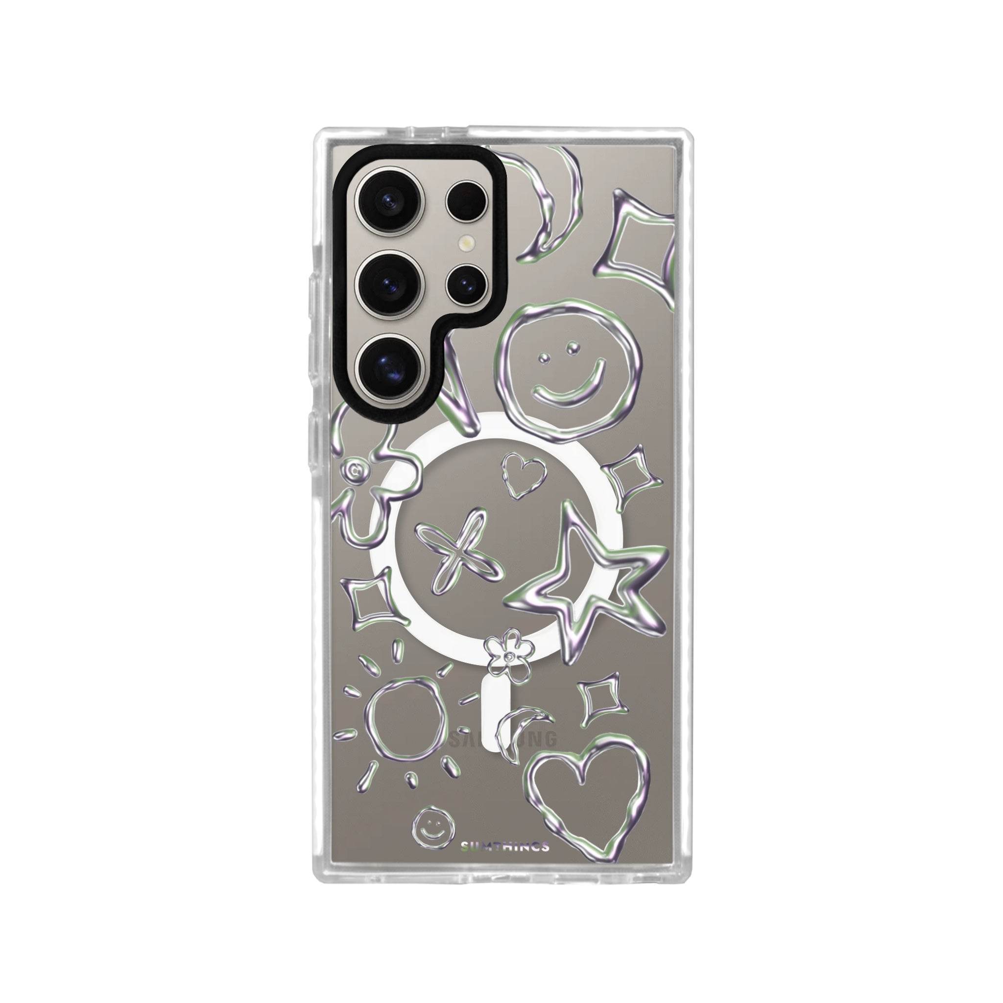 Samsung S23 Ultra Silver Doodles Magsafe Procase Şeffaf Telefon Kılıfı - SUMTHINCS