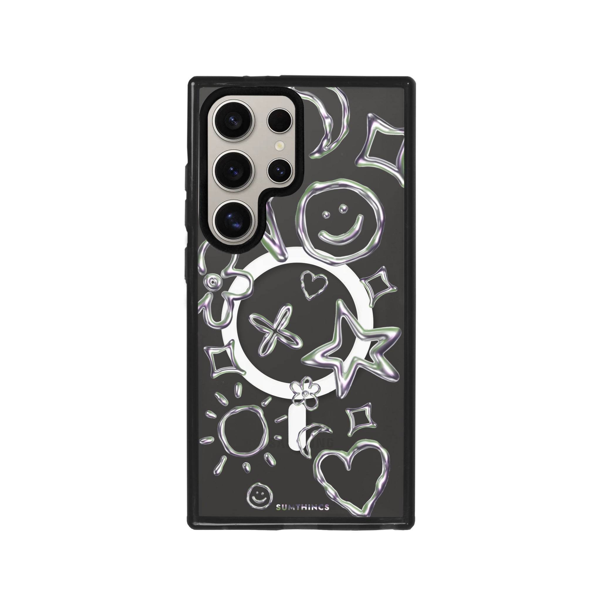 Samsung S23 Ultra Silver Doodles Magsafe Procase Şeffaf Telefon Kılıfı - SUMTHINCS