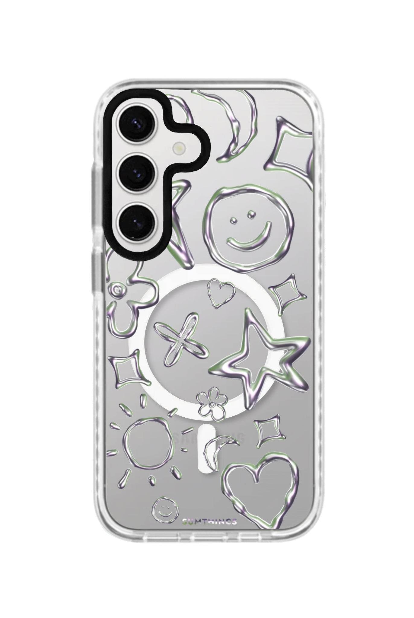 Samsung S24 Plus Silver Doodles Magsafe Procase Şeffaf Telefon Kılıfı - SUMTHINCS