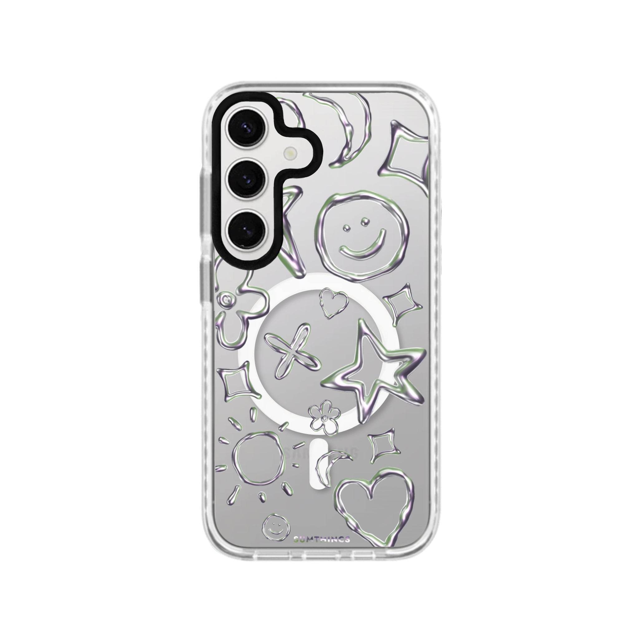 Samsung S24 Plus Silver Doodles Magsafe Procase Şeffaf Telefon Kılıfı - SUMTHINCS