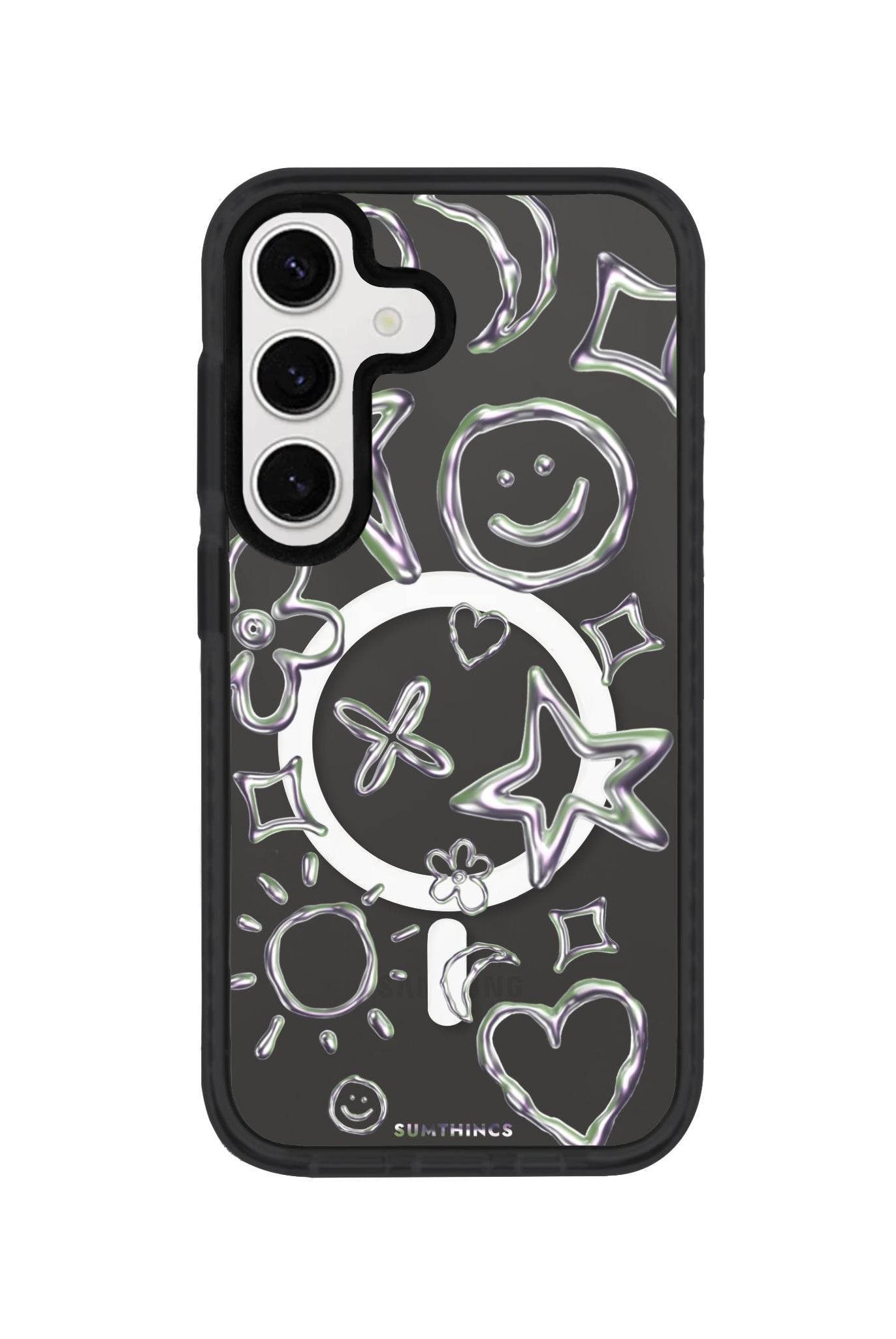 Samsung S24 Plus Silver Doodles Magsafe Procase Şeffaf Telefon Kılıfı - SUMTHINCS