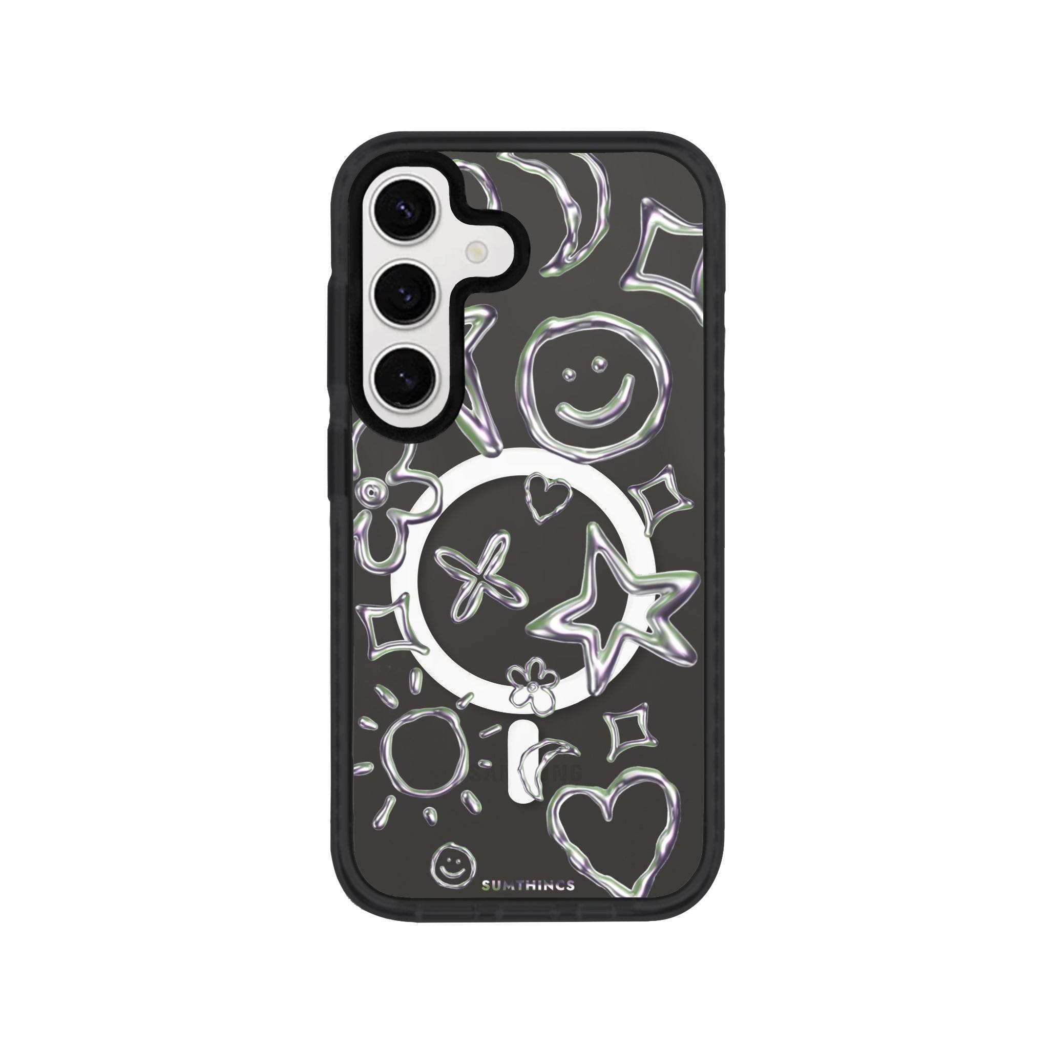 Samsung S24 Plus Silver Doodles Magsafe Procase Şeffaf Telefon Kılıfı - SUMTHINCS