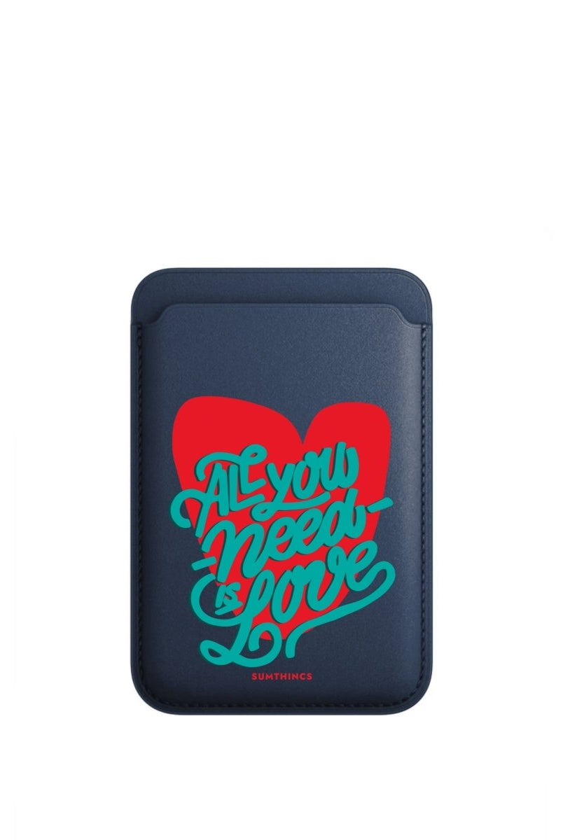 All You Need Is Love MagSafe Deri Cüzdan Wallet Pasifik Mavi - Sumthincs