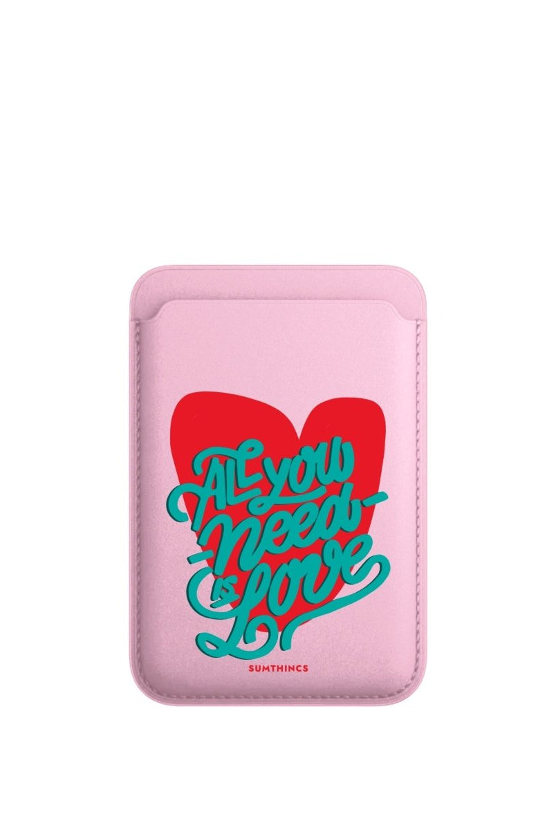 All You Need Is Love MagSafe Deri Cüzdan Wallet Pembe - Sumthincs