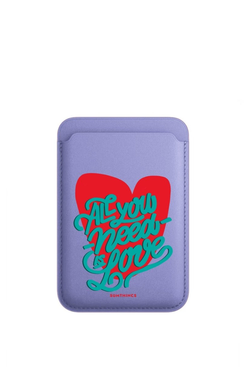 All You Need Is Love MagSafe Deri Cüzdan Wallet Lila - Sumthincs
