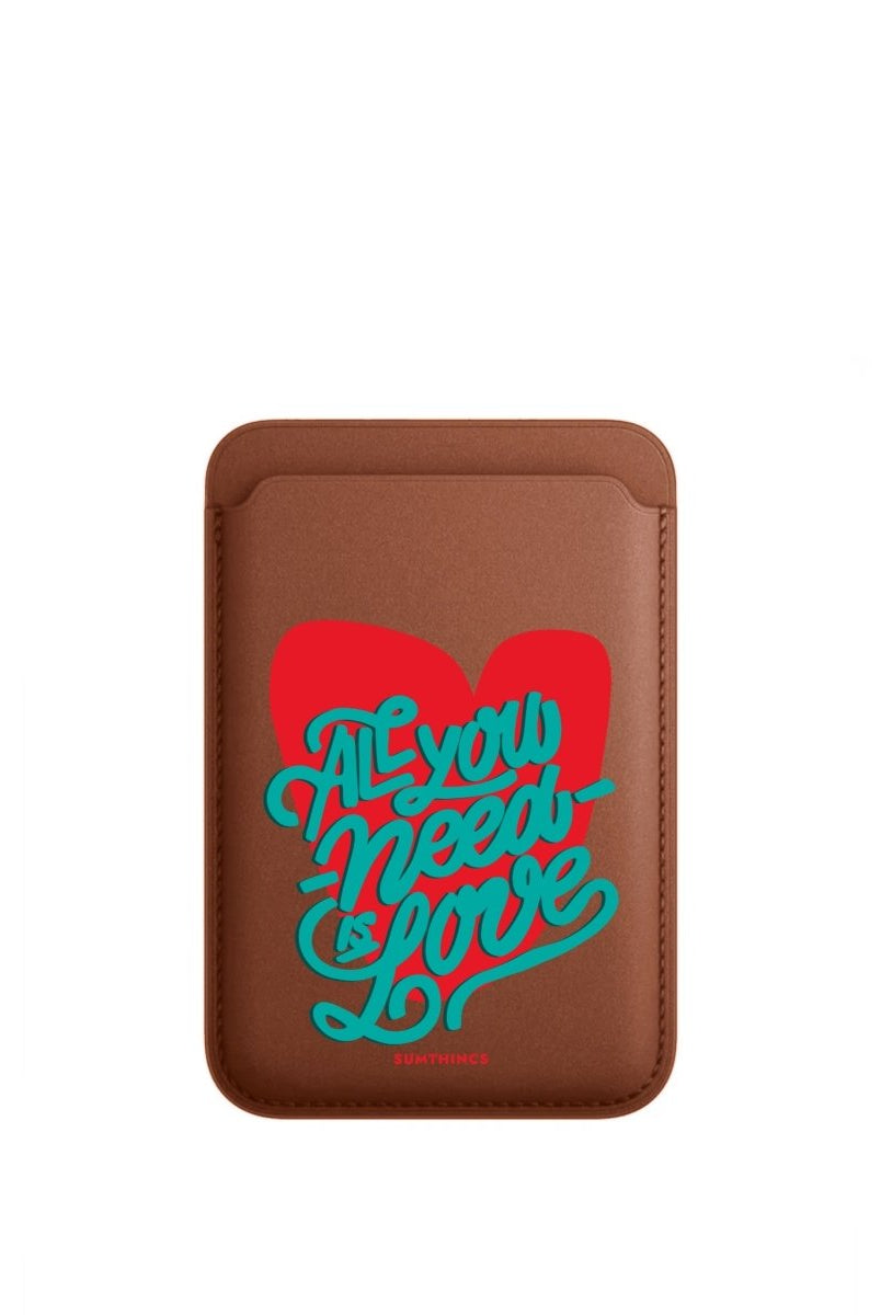 All You Need Is Love MagSafe Deri Cüzdan Wallet Kahverengi - Sumthincs