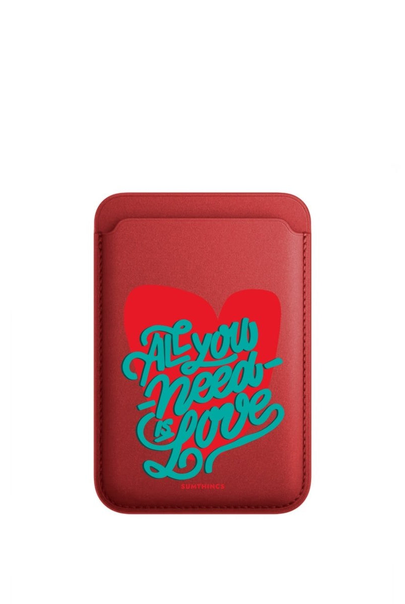 All You Need Is Love MagSafe Deri Cüzdan Wallet Kırmızı - Sumthincs