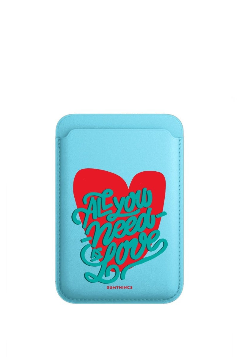 All You Need Is Love MagSafe Deri Cüzdan Wallet Mavi - Sumthincs