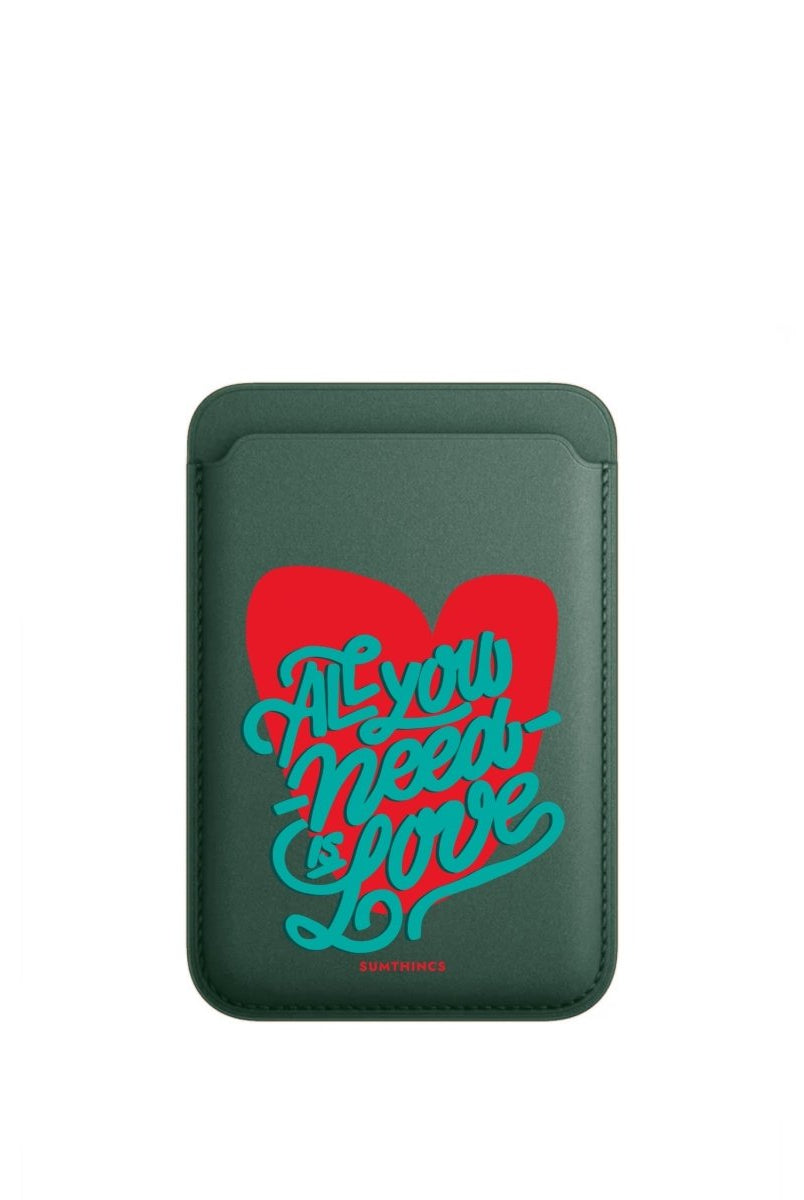 All You Need Is Love MagSafe Deri Cüzdan Wallet Kaktüs Yeşili - Sumthincs