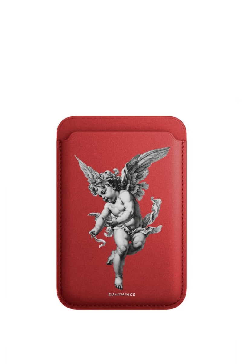 Angel MagSafe Deri Cüzdan Wallet Kırmızı - Sumthincs