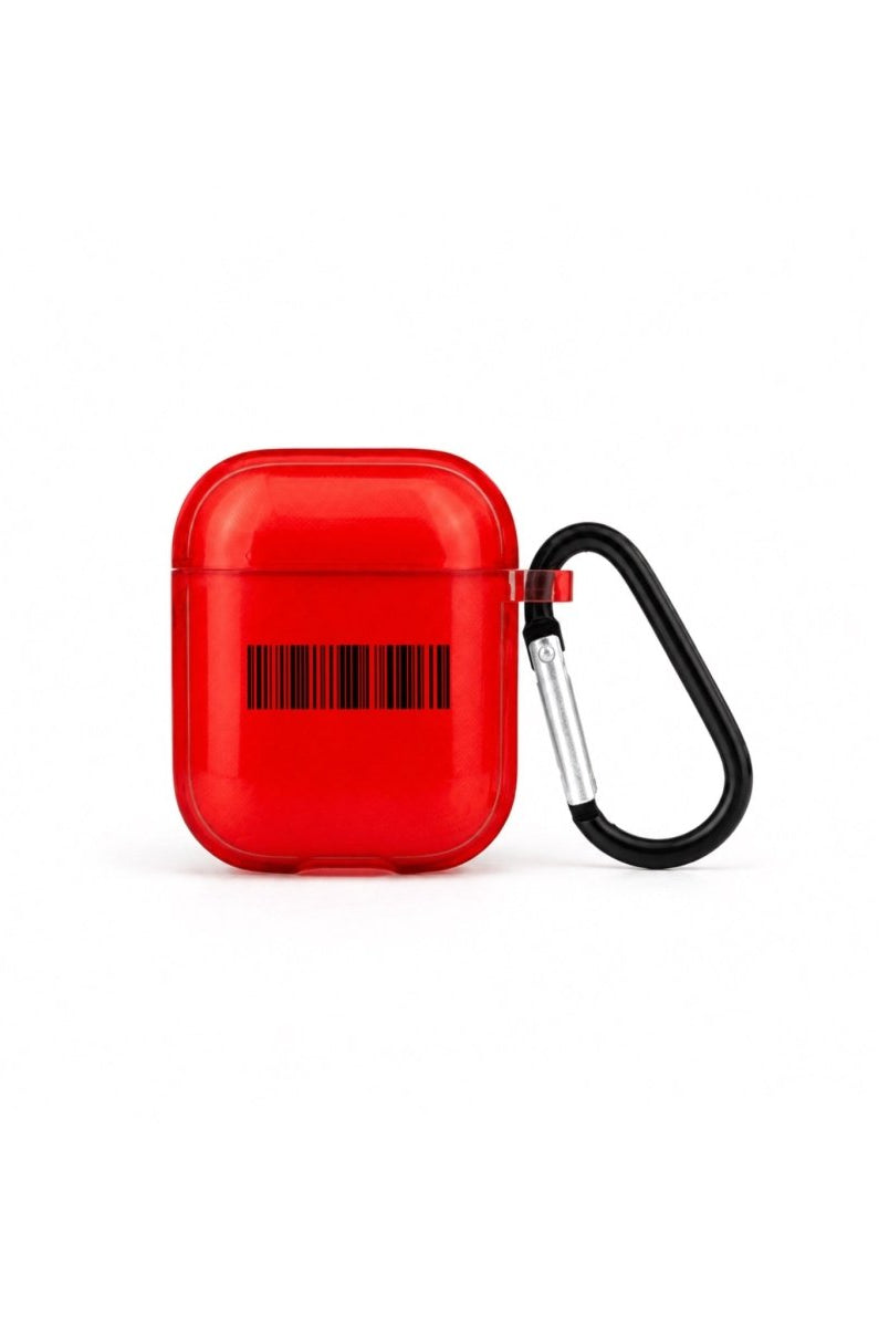 Barcode AirPods Şeffaf Silikon Kılıf Kırmızı - Sumthincs
