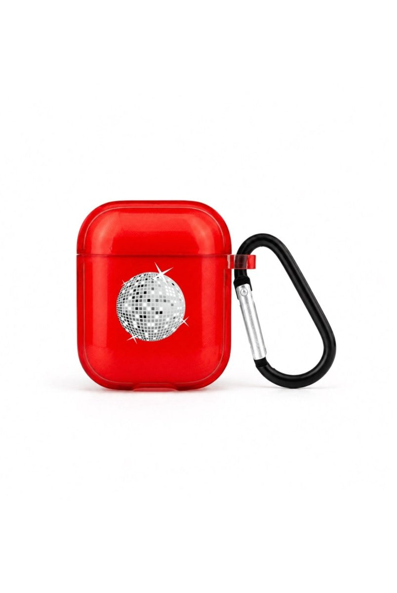 Disco Ball AirPods Şeffaf Silikon Kılıf Kırmızı - Sumthincs