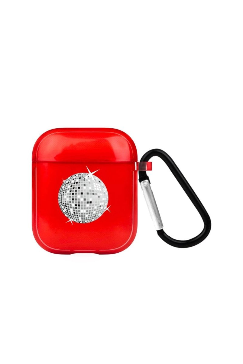 Disco Ball AirPods Şeffaf Silikon Kılıf Kırmızı - SUMTHINCS