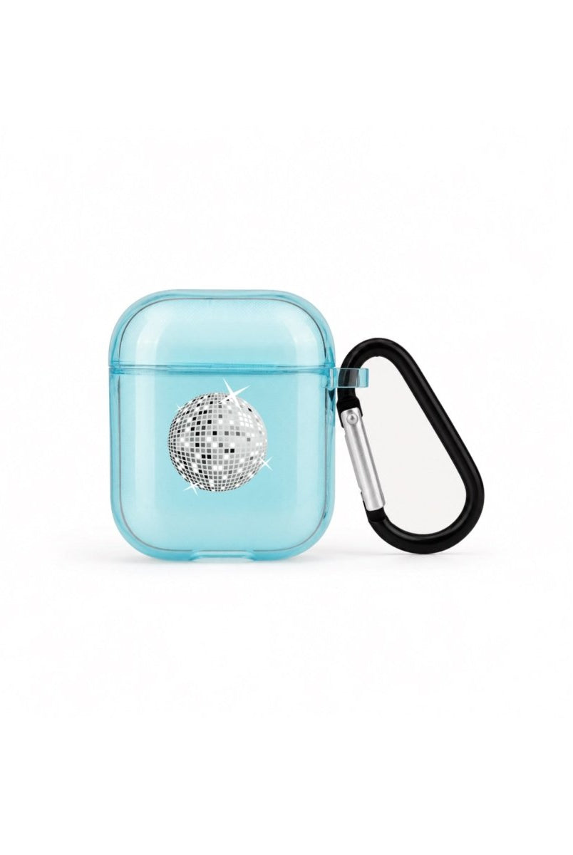 Disco Ball AirPods Şeffaf Silikon Kılıf Mavi - Sumthincs