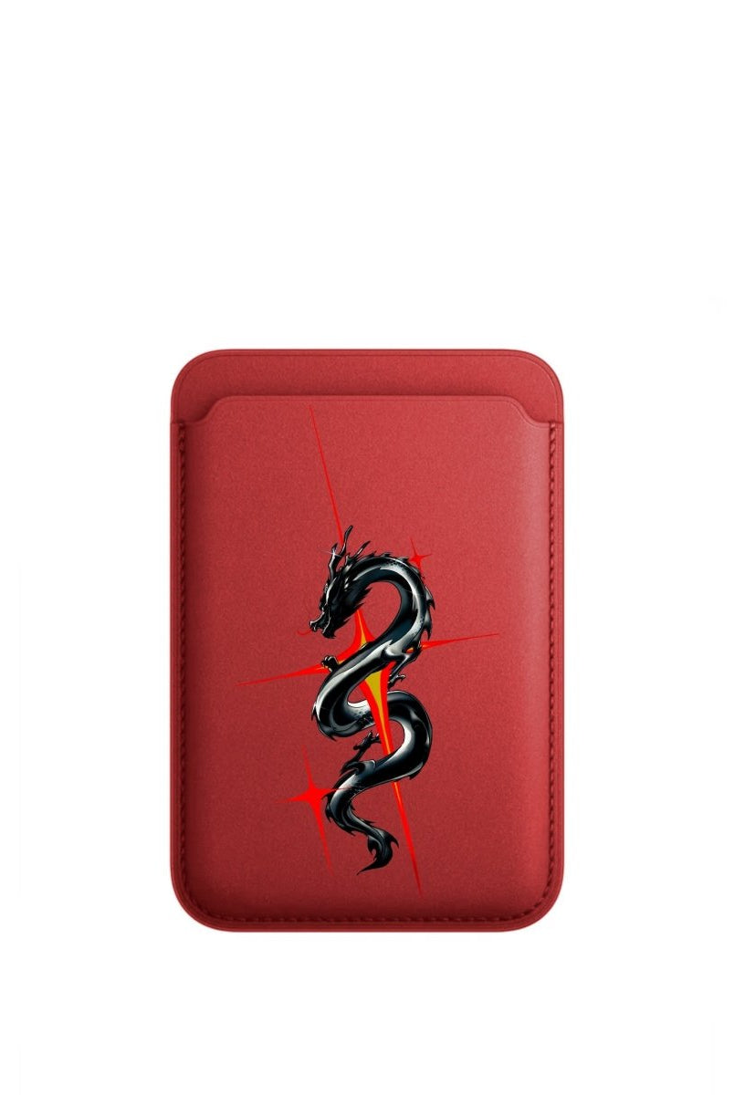 Dragonflare MagSafe Deri Cüzdan Wallet Kırmızı - Sumthincs