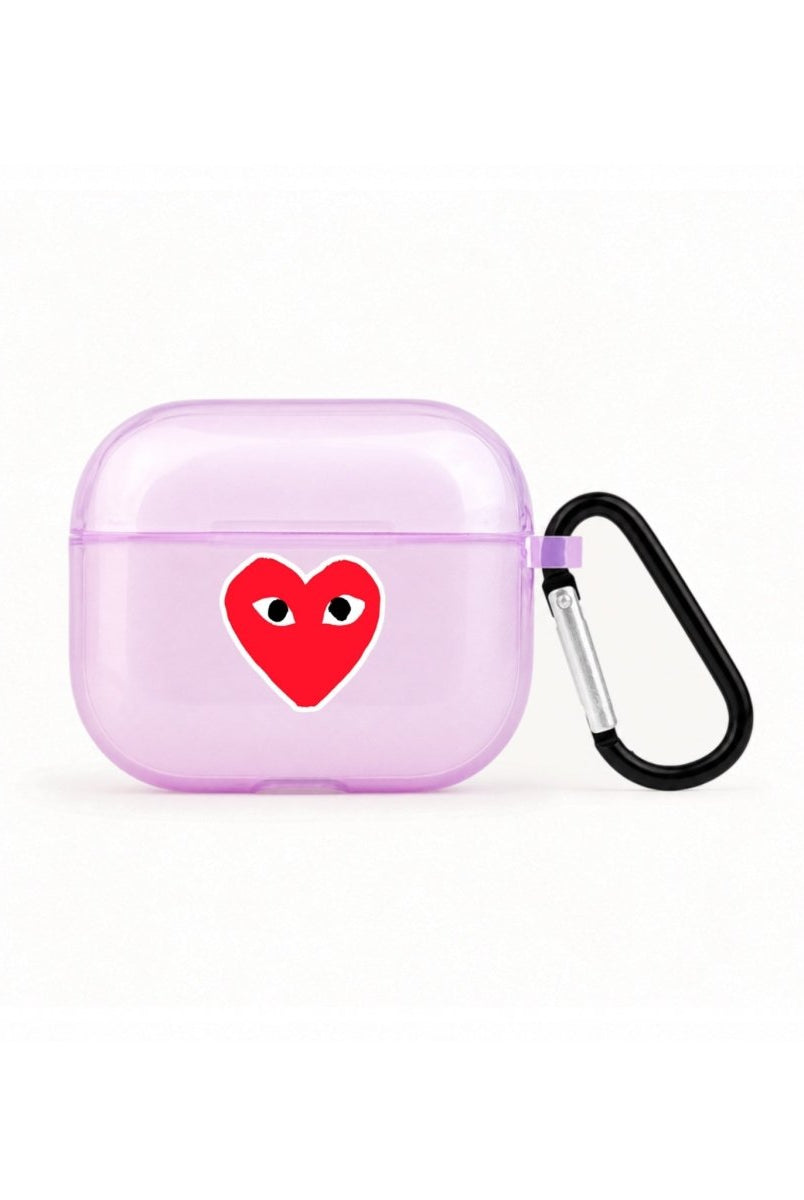 Hearts AirPods 3 Şeffaf Silikon Kılıf Lila - Sumthincs