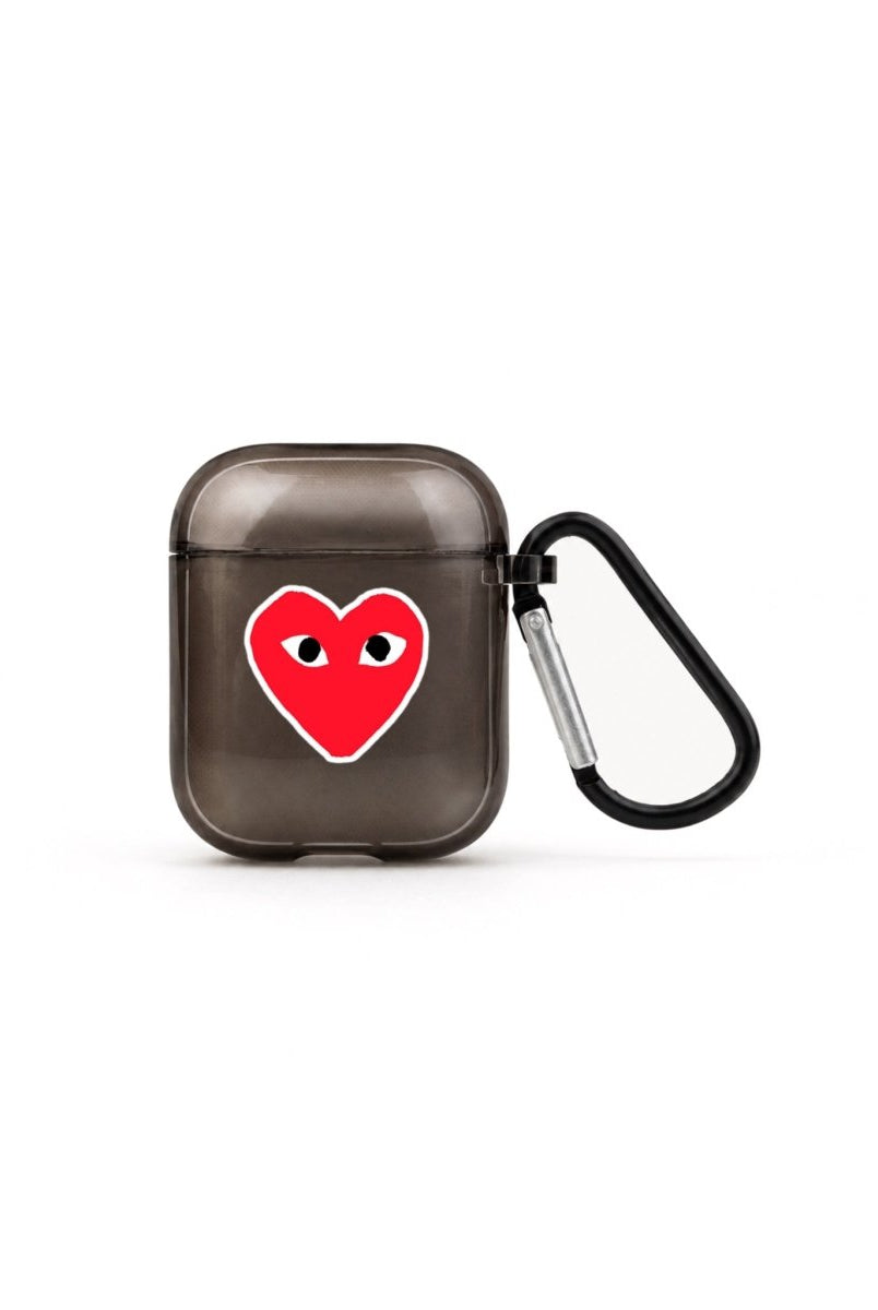 Hearts AirPods Şeffaf Silikon Kılıf Siyah - Sumthincs