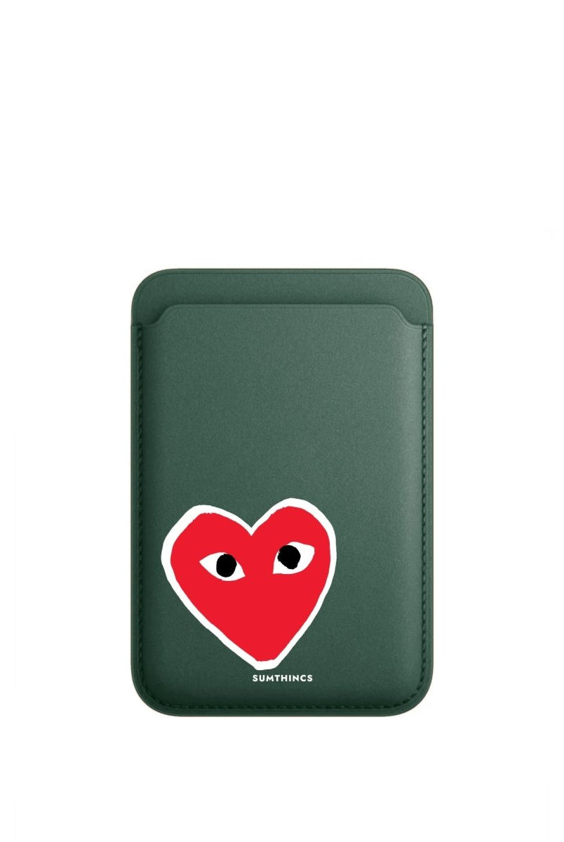 Hearts MagSafe Deri Cüzdan Wallet Kaktüs Yeşili - Sumthincs
