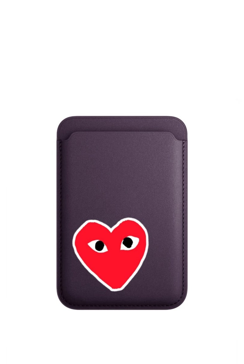 Hearts MagSafe Deri Cüzdan Wallet Mor - Sumthincs