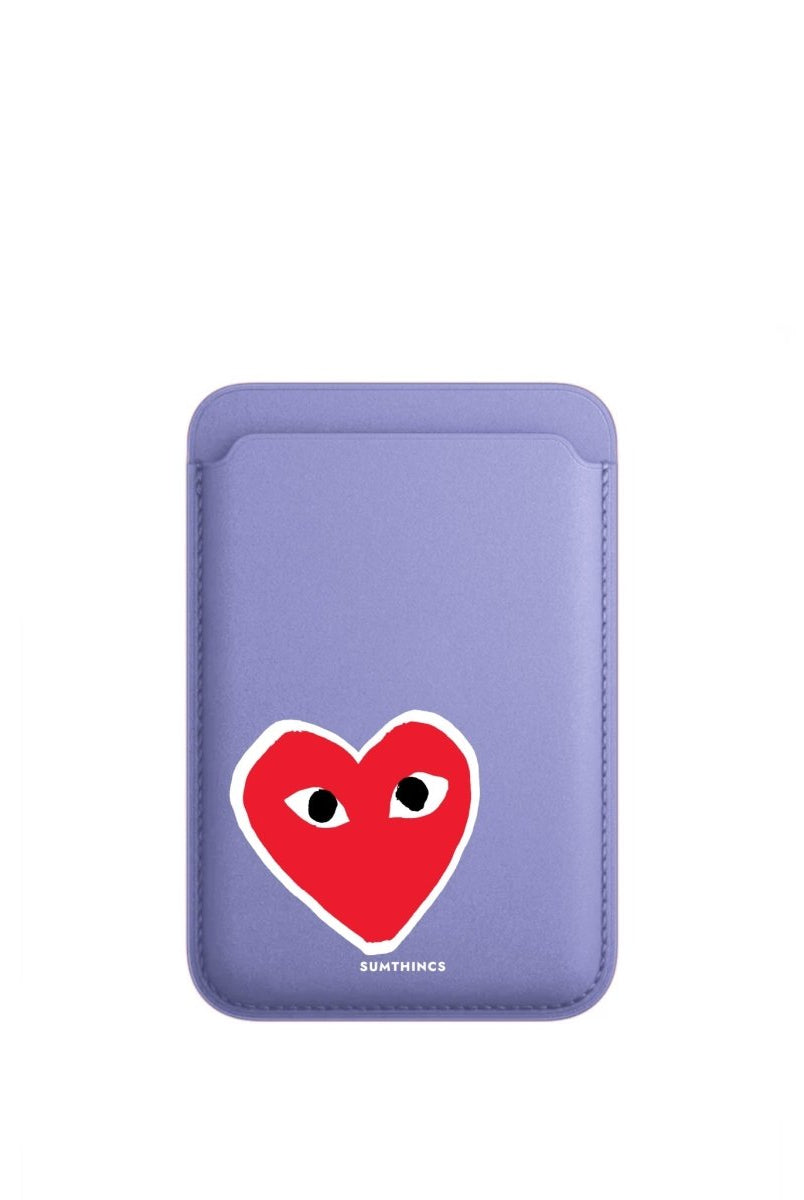 Hearts MagSafe Deri Cüzdan Wallet Lila - Sumthincs