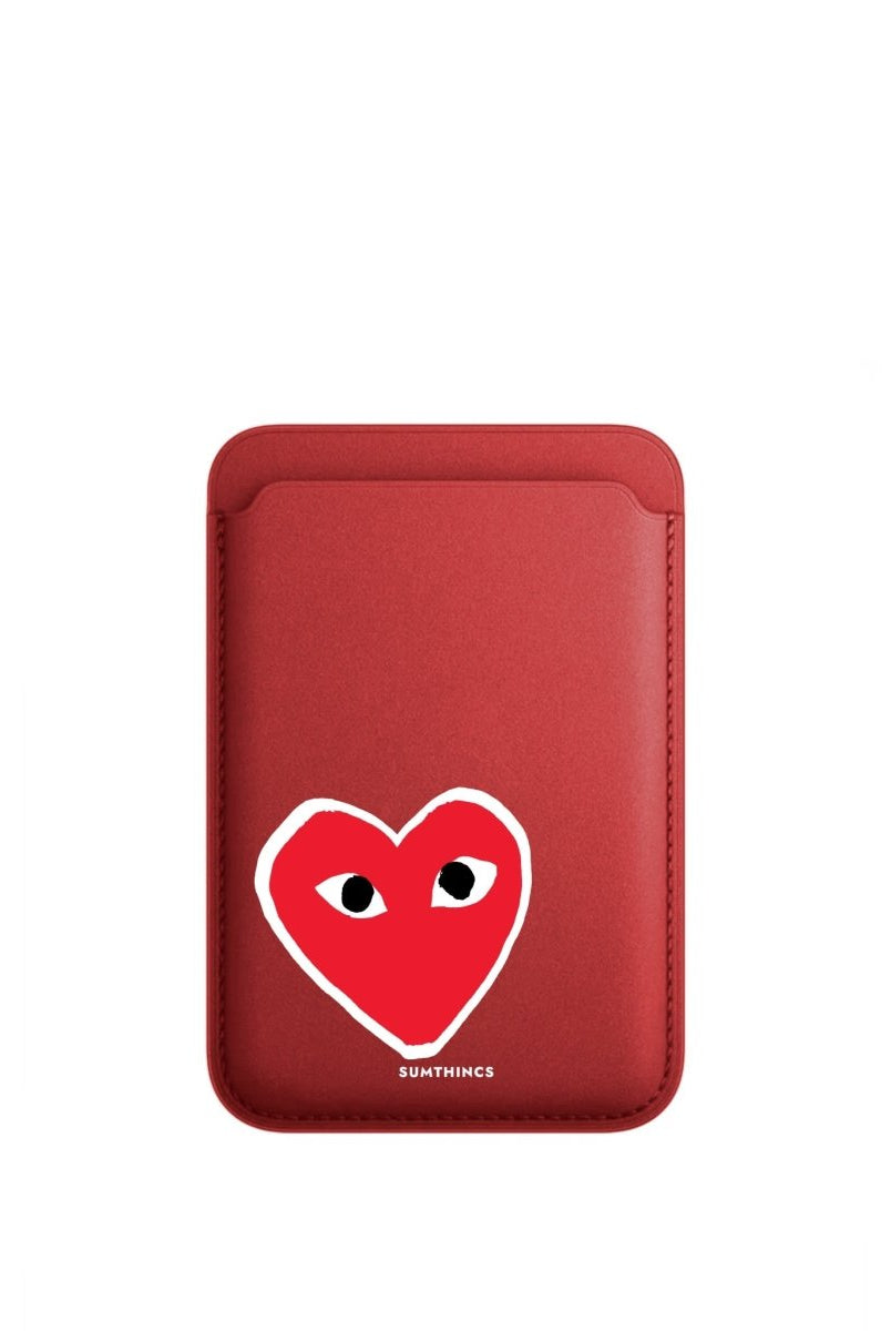 Hearts MagSafe Deri Cüzdan Wallet Kırmızı - Sumthincs