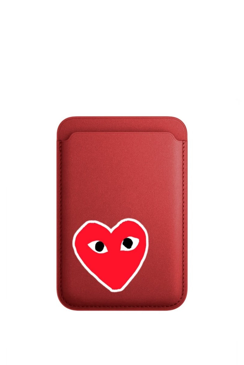 Hearts MagSafe Deri Cüzdan Wallet Kırmızı - Sumthincs