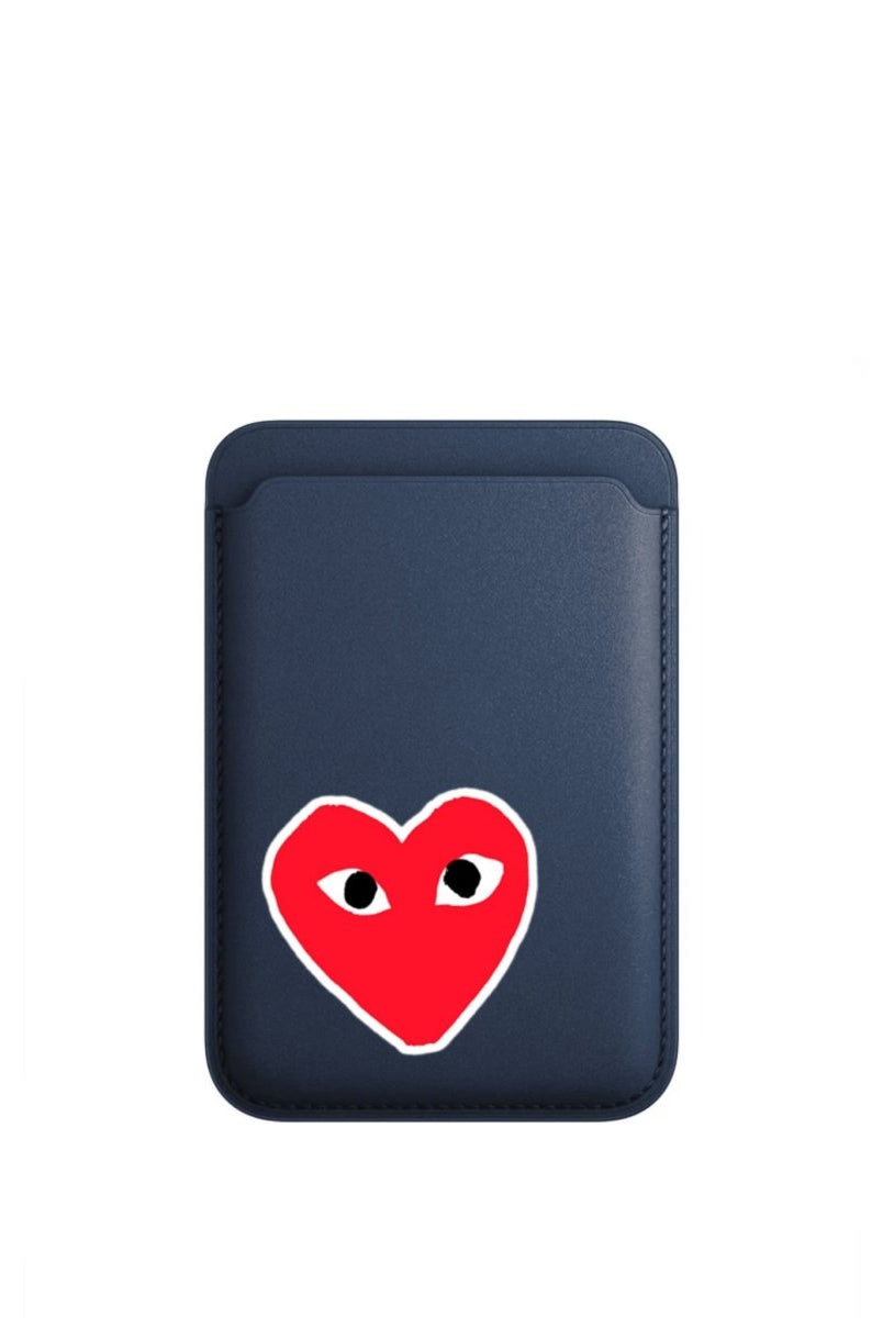 Hearts MagSafe Deri Cüzdan Wallet Pasifik Mavi - Sumthincs