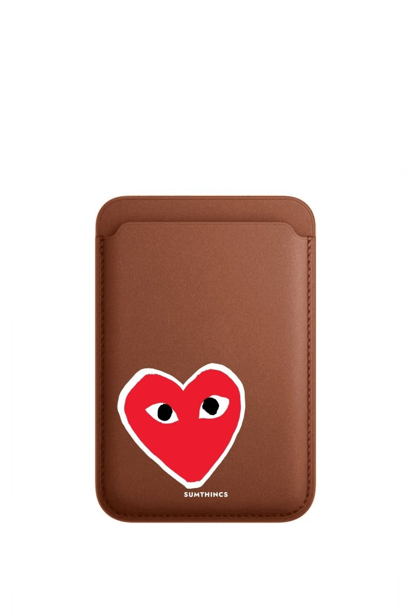 Hearts MagSafe Deri Cüzdan Wallet Kahverengi - Sumthincs
