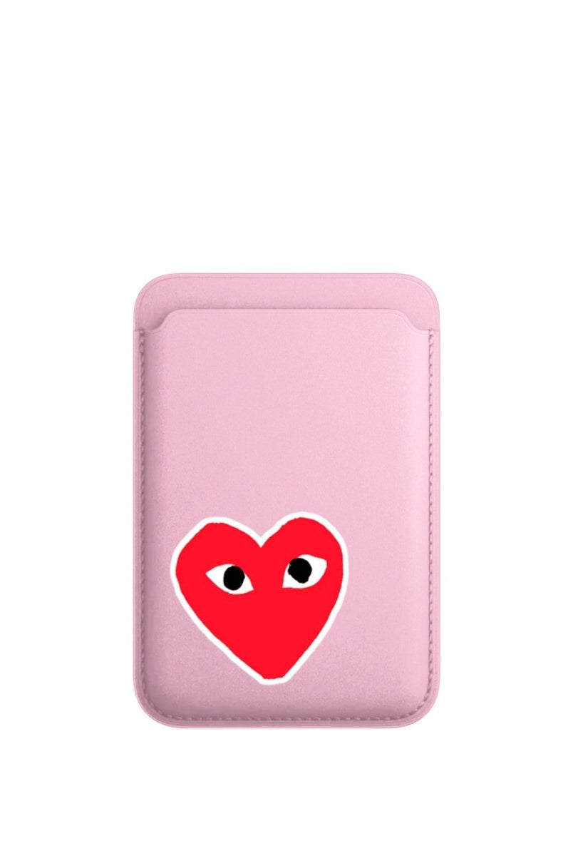 Hearts MagSafe Deri Cüzdan Wallet Pembe - Sumthincs