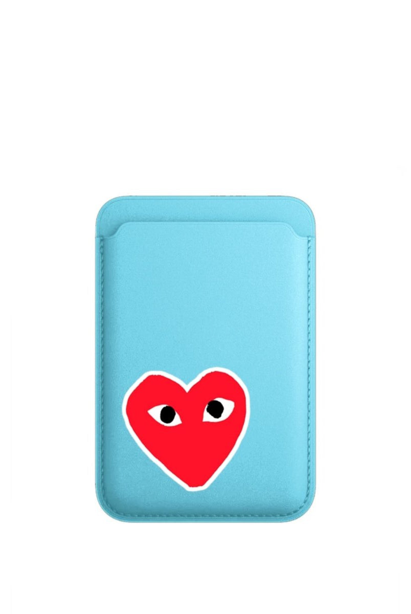 Hearts MagSafe Deri Cüzdan Wallet Mavi - Sumthincs