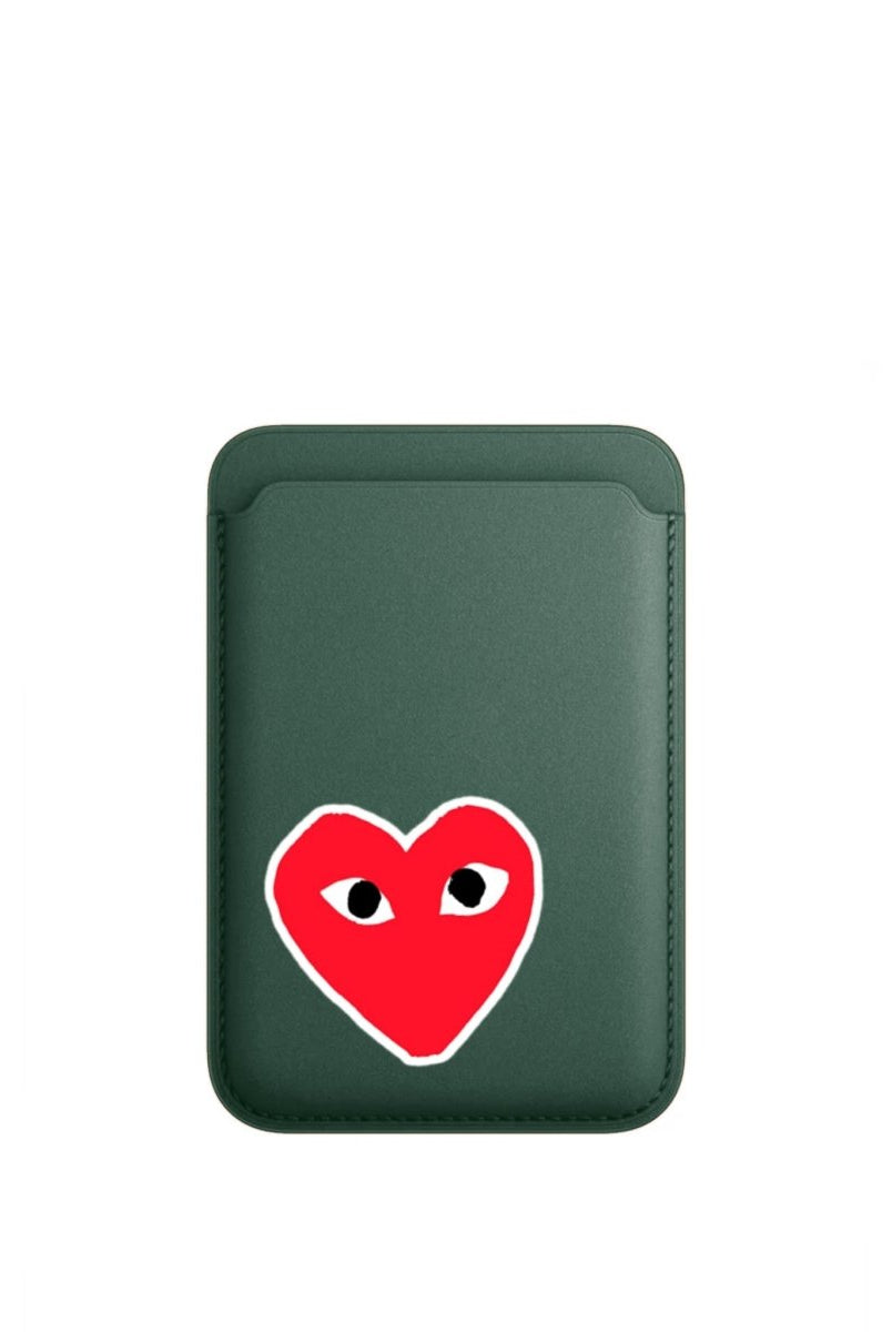 Hearts MagSafe Deri Cüzdan Wallet Kaktüs Yeşili - Sumthincs