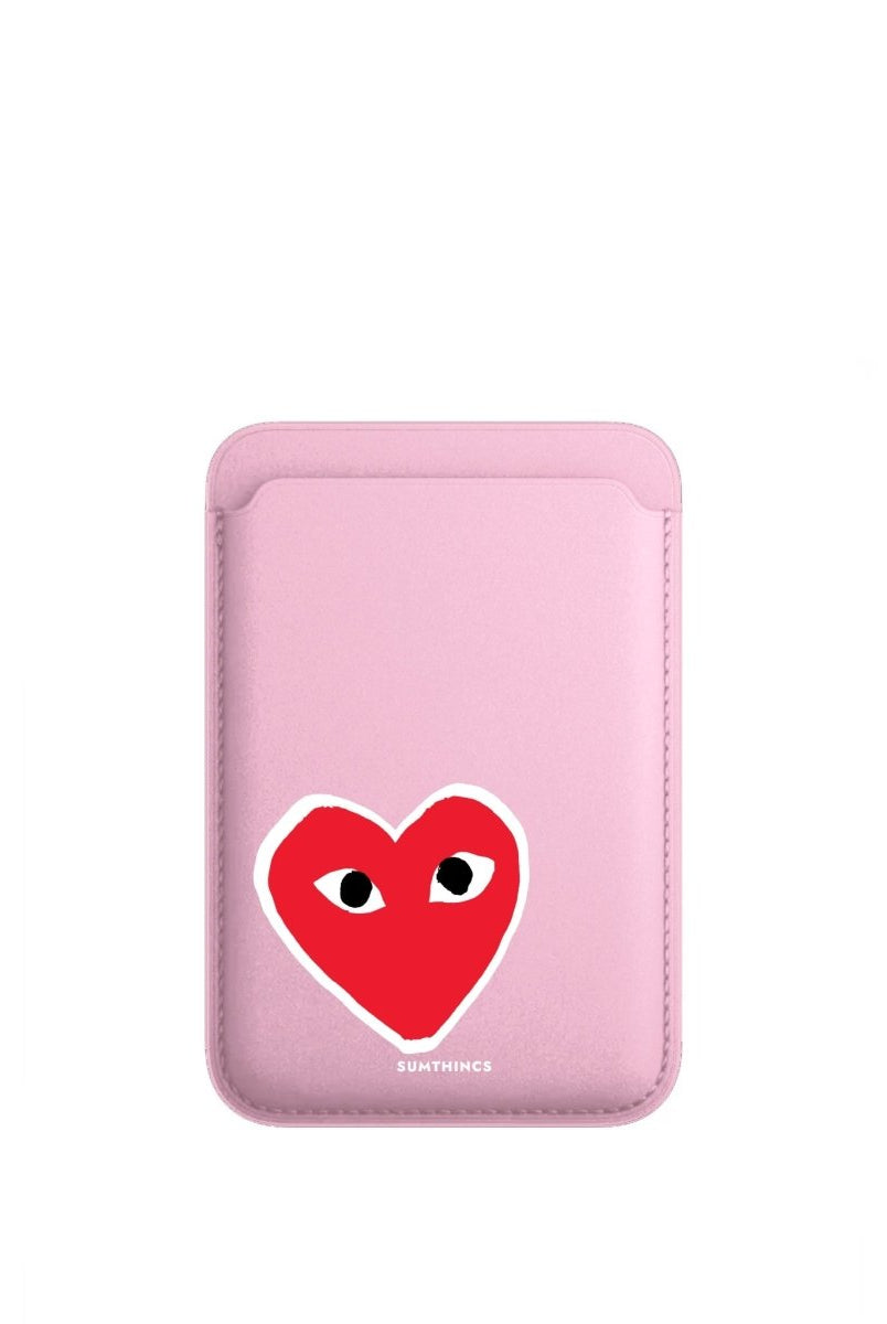 Hearts MagSafe Deri Cüzdan Wallet Pembe - Sumthincs