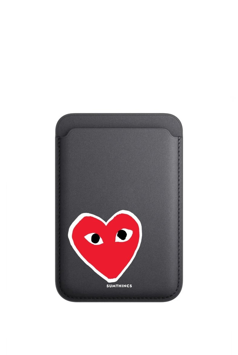 Hearts MagSafe Deri Cüzdan Wallet Siyah - Sumthincs