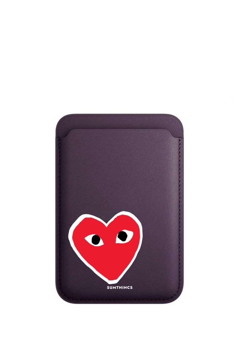 Hearts MagSafe Deri Cüzdan Wallet Mor - Sumthincs