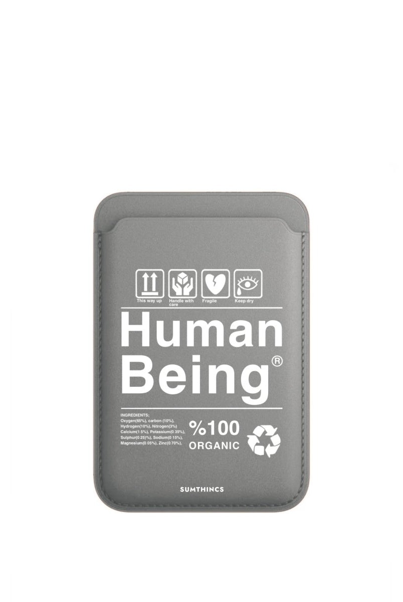 Human Being MagSafe Deri Cüzdan Wallet Gri - Sumthincs