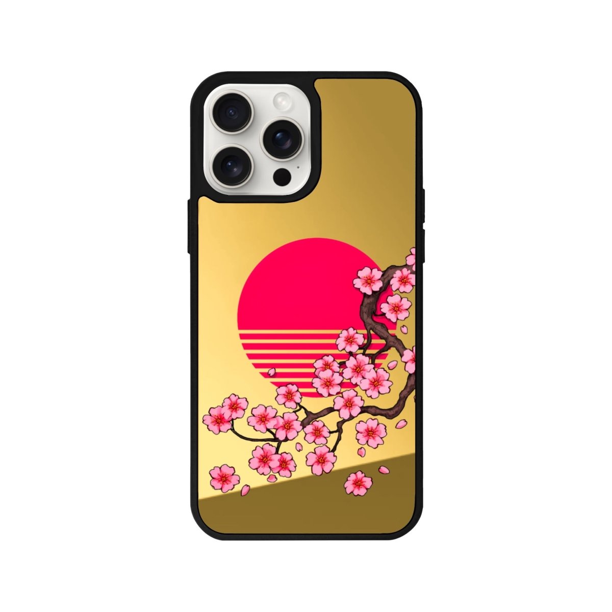iPhone 11 Cherry Blossom Dawn Mirror Aynalı Telefon Kılıfı Altın - SUMTHINCS
