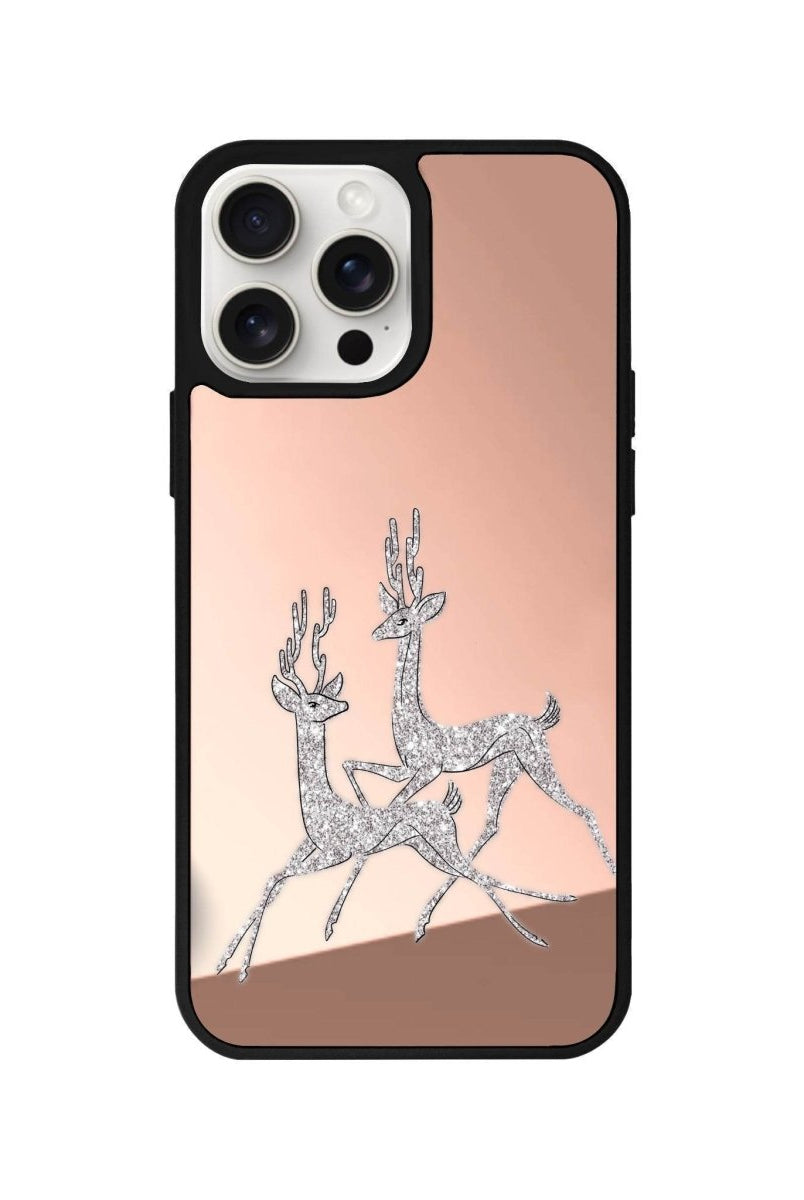 iPhone 11 Disco Deers Mirror Aynalı Telefon Kılıfı Metalik Pembe - SUMTHINCS