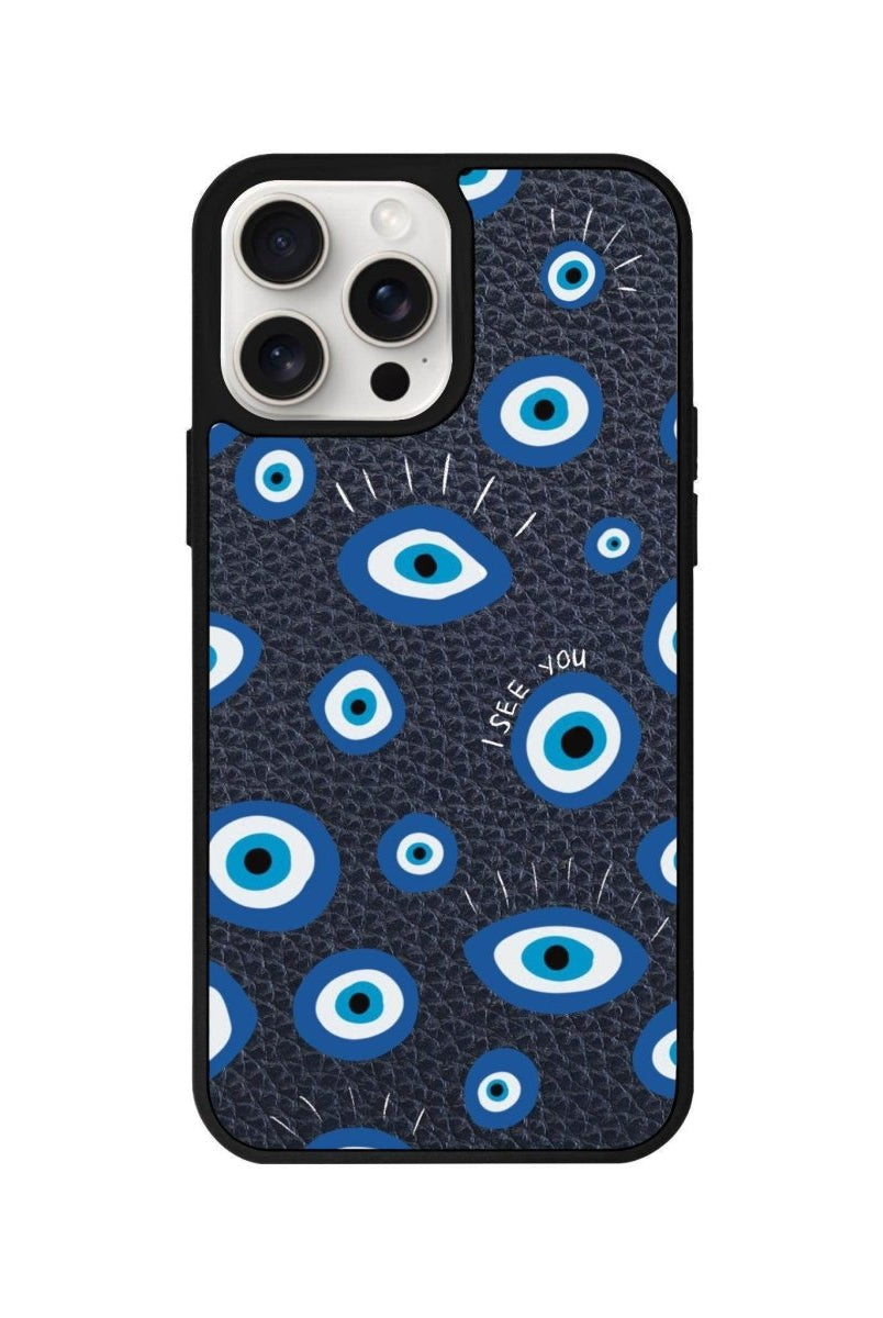 iPhone 11 I See You Leather Vegan Deri Telefon Kılıfı Pasifik Mavi - SUMTHINCS