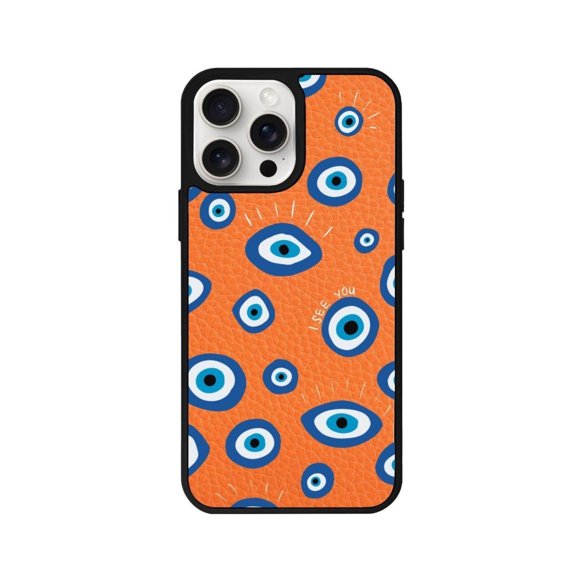 iPhone 11 I See You Leather Vegan Deri Telefon Kılıfı Turuncu - SUMTHINCS