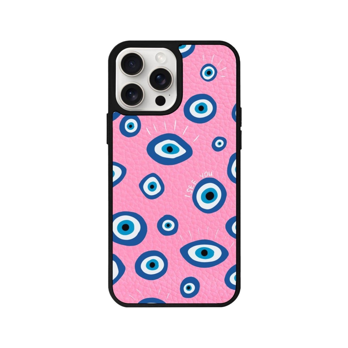 iPhone 11 I See You Leather Vegan Deri Telefon Kılıfı Pembe - SUMTHINCS