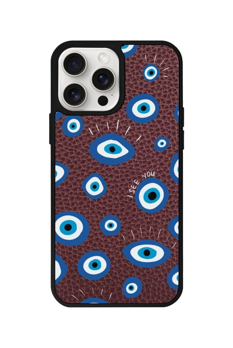 iPhone 11 I See You Leather Vegan Deri Telefon Kılıfı Bordo - SUMTHINCS
