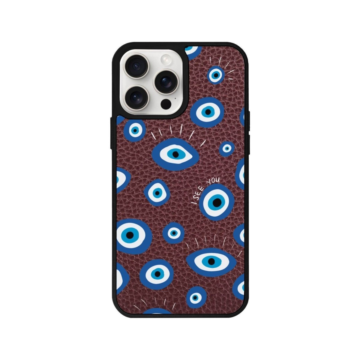 iPhone 11 I See You Leather Vegan Deri Telefon Kılıfı Bordo - SUMTHINCS
