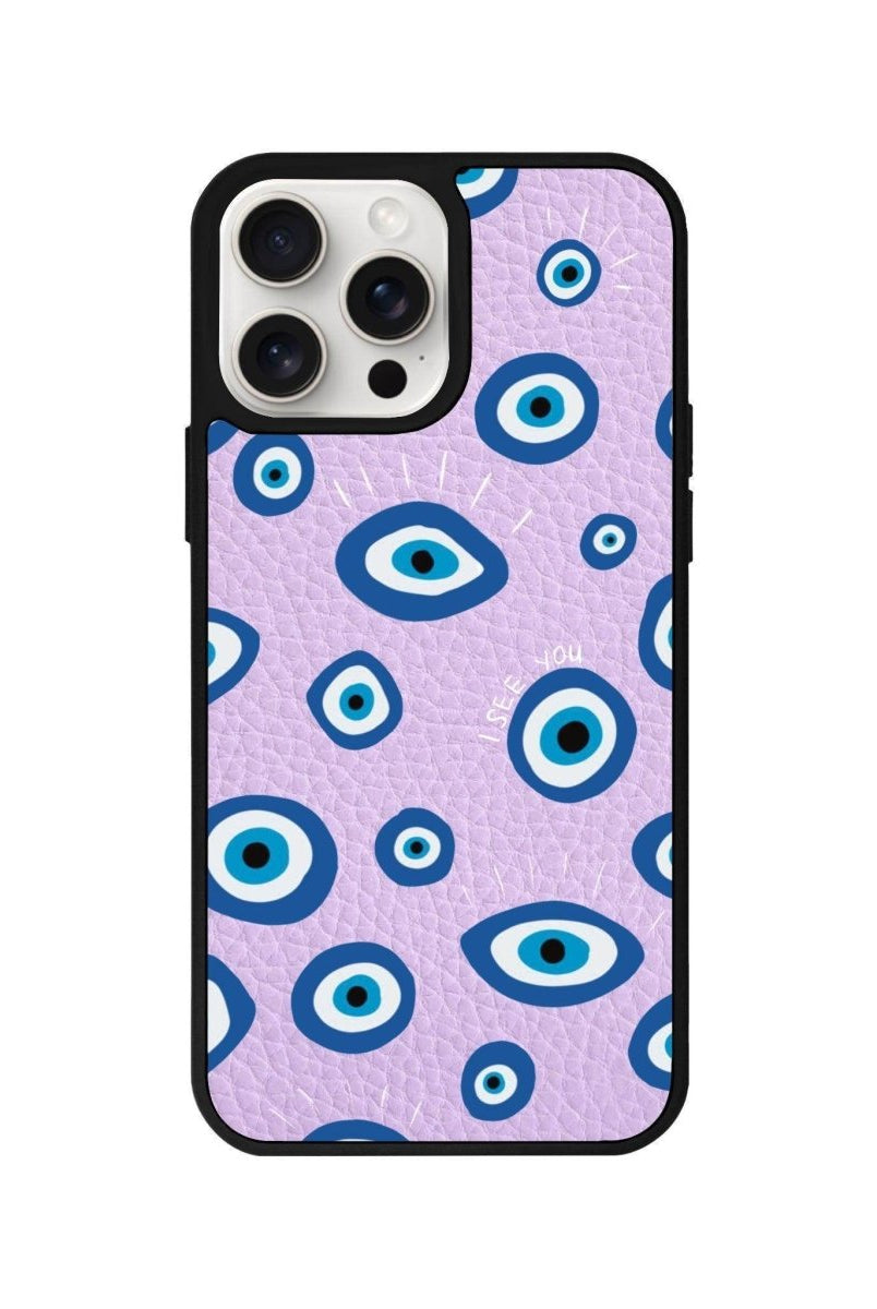 iPhone 11 I See You Leather Vegan Deri Telefon Kılıfı Lila - SUMTHINCS