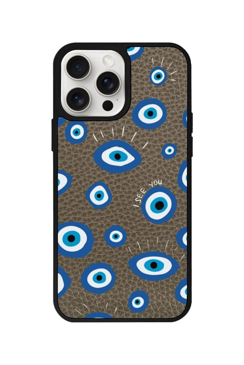 iPhone 11 I See You Leather Vegan Deri Telefon Kılıfı Haki - SUMTHINCS