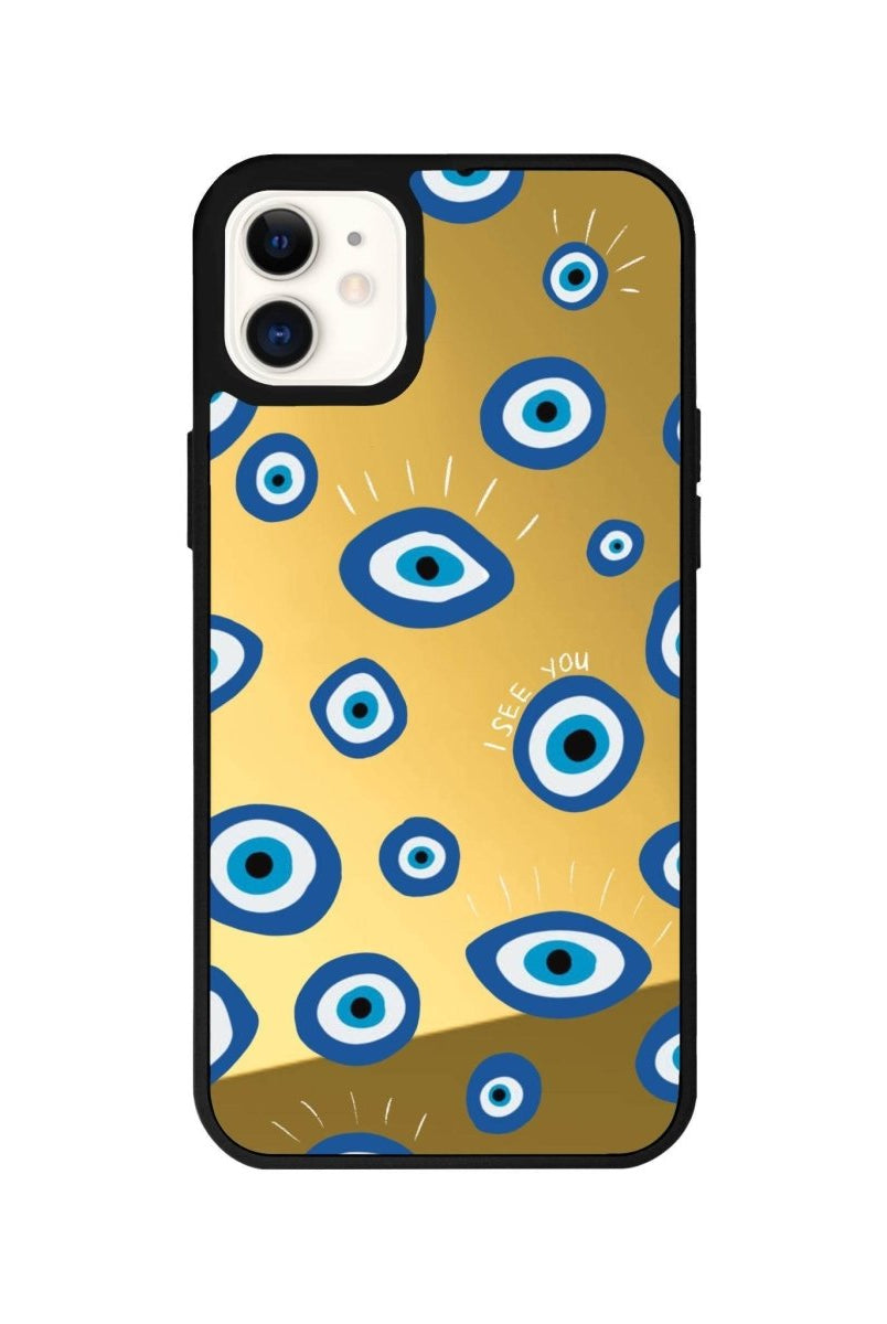iPhone 11 I See You Mirror Aynalı Telefon Kılıfı Altın - SUMTHINCS