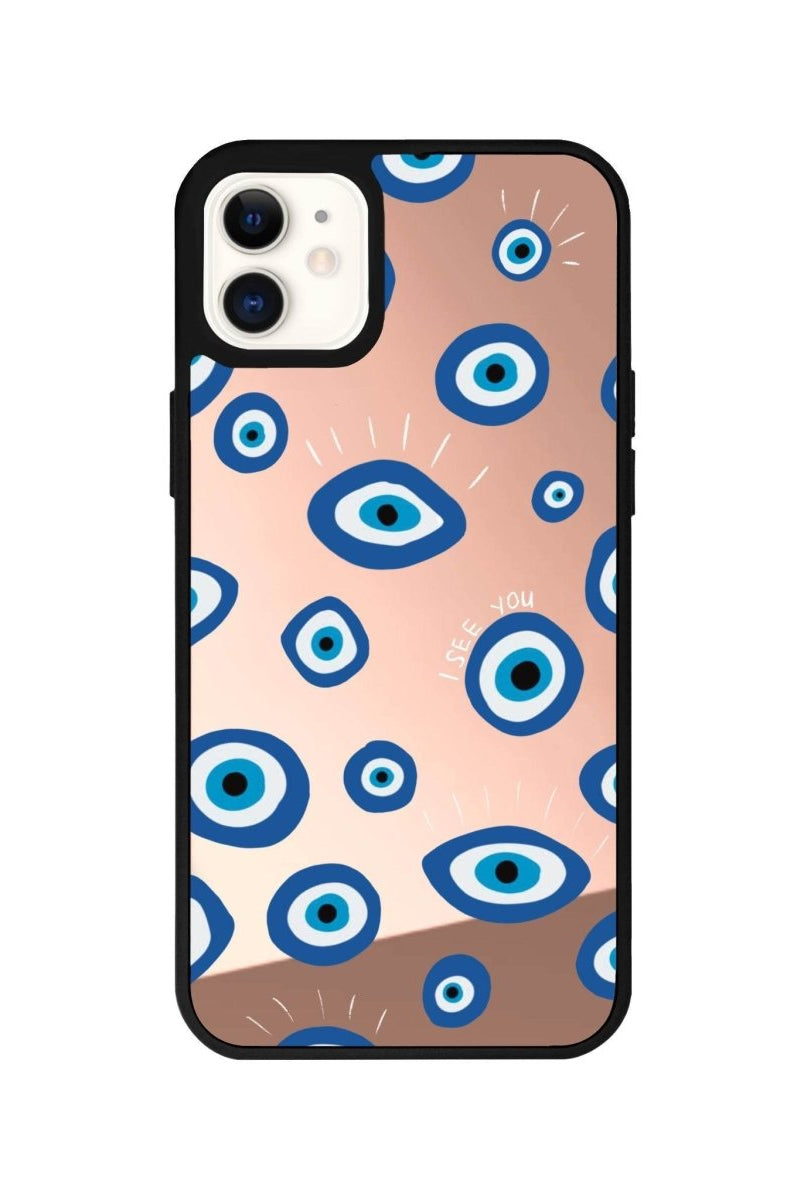 iPhone 11 I See You Mirror Aynalı Telefon Kılıfı Metalik Pembe - SUMTHINCS