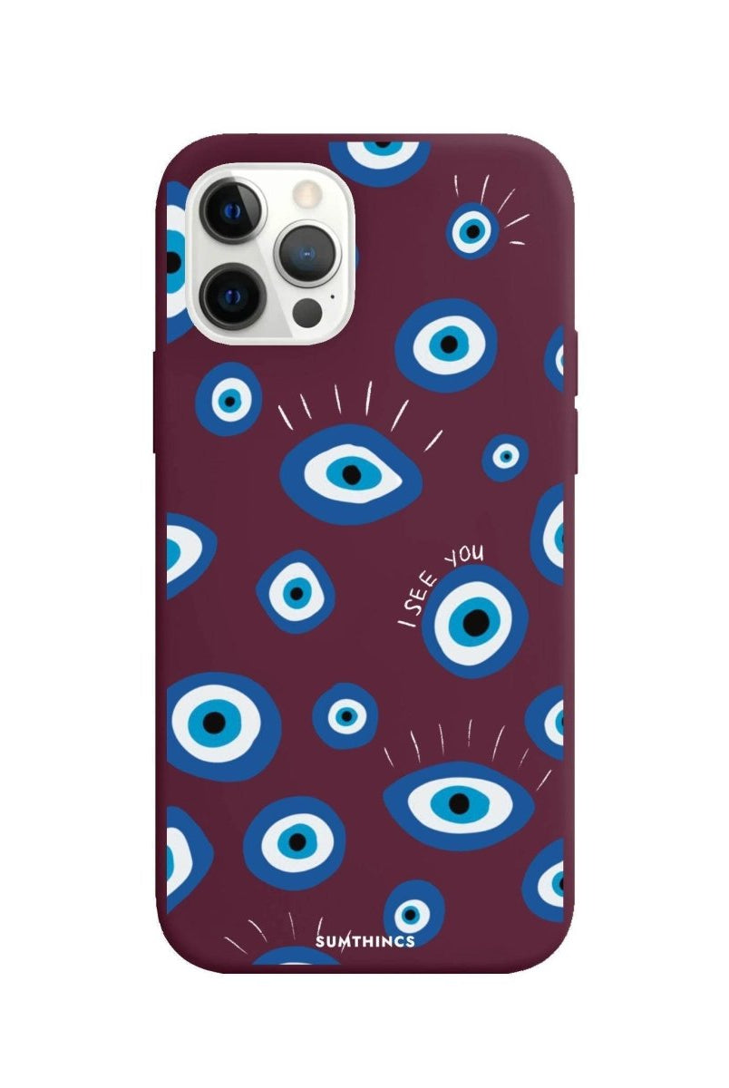 iPhone 11 Pro I See You Premium Telefon Kılıfı Bordo - SUMTHINCS