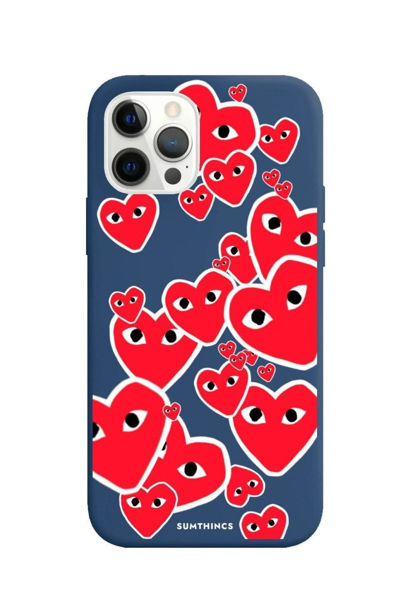 iPhone 11 Pro Max Hearts Premium Telefon Kılıfı Pasifik Mavi - SUMTHINCS